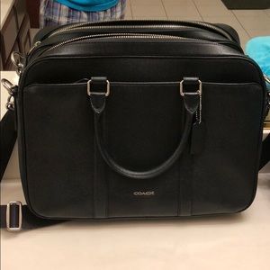 Coach men’s slim leather briefcase messenger bag